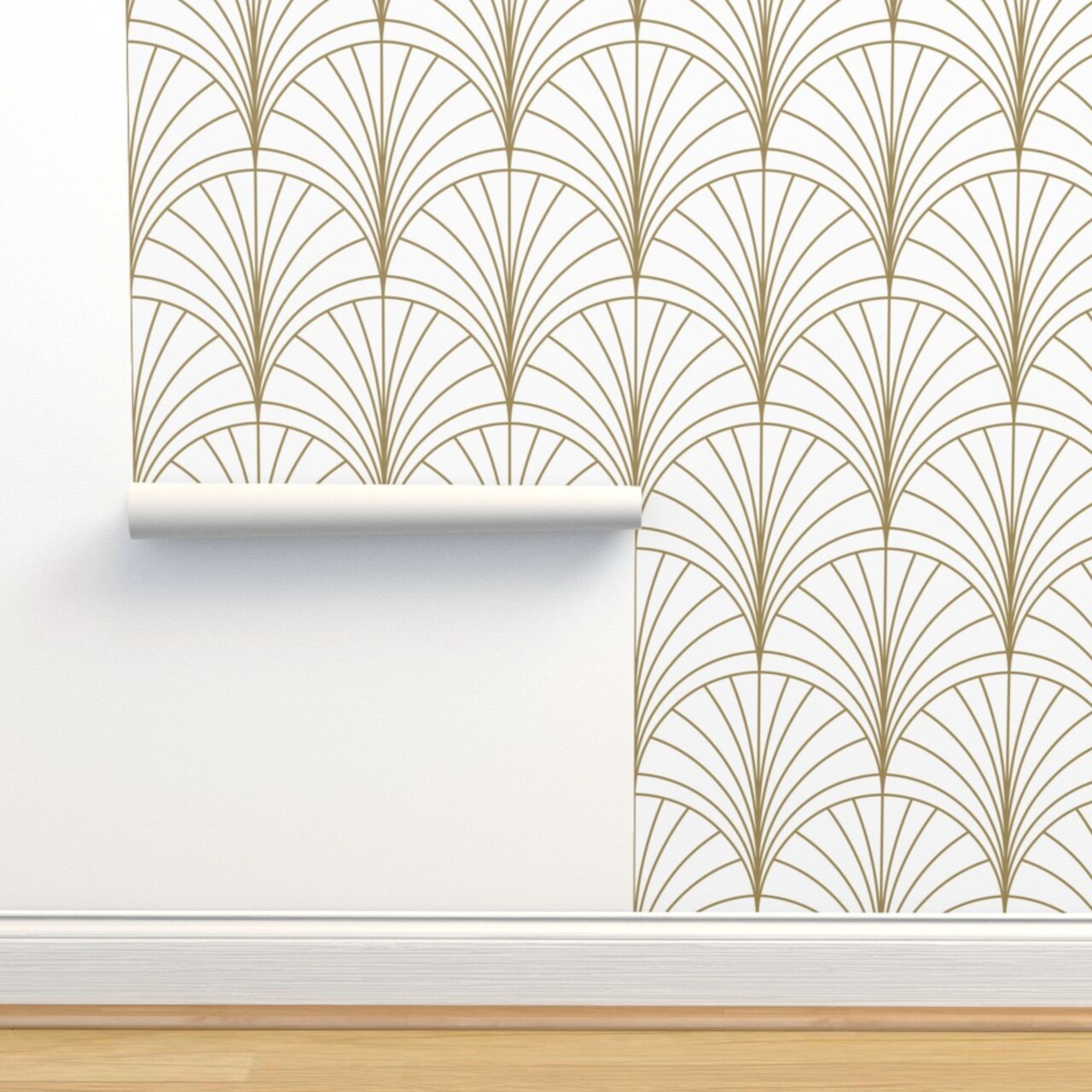 Art Deco Nouveau Floral Minimal Vintage Luxury Geometric Custom Pre-pasted Wallpaper by Spoonflower Pre-Pasted Wallpaper 2FT Wide